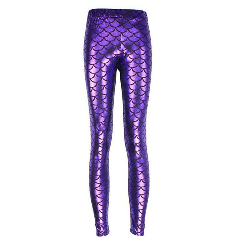 Ladies Mermaid Fish Scale Leggings - Purple