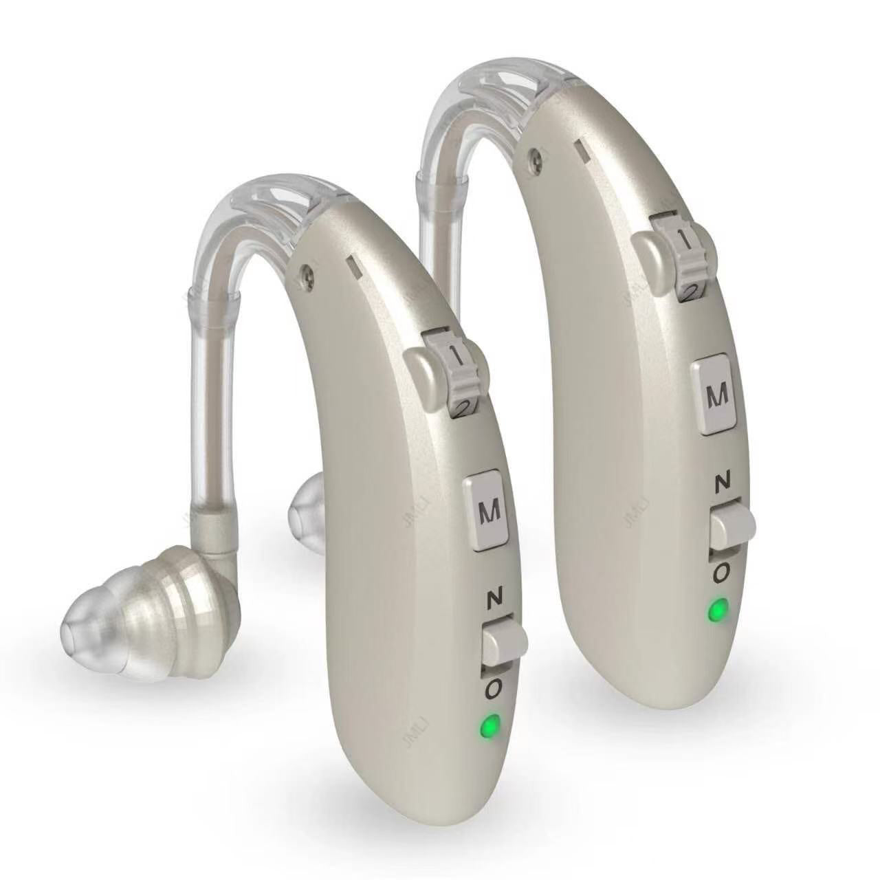Rechargeable Digital Hearing Aid Adjustable Tone Best Sound Amplifier Portable Deaf Elderly BTE Hearing Aids - SILVER