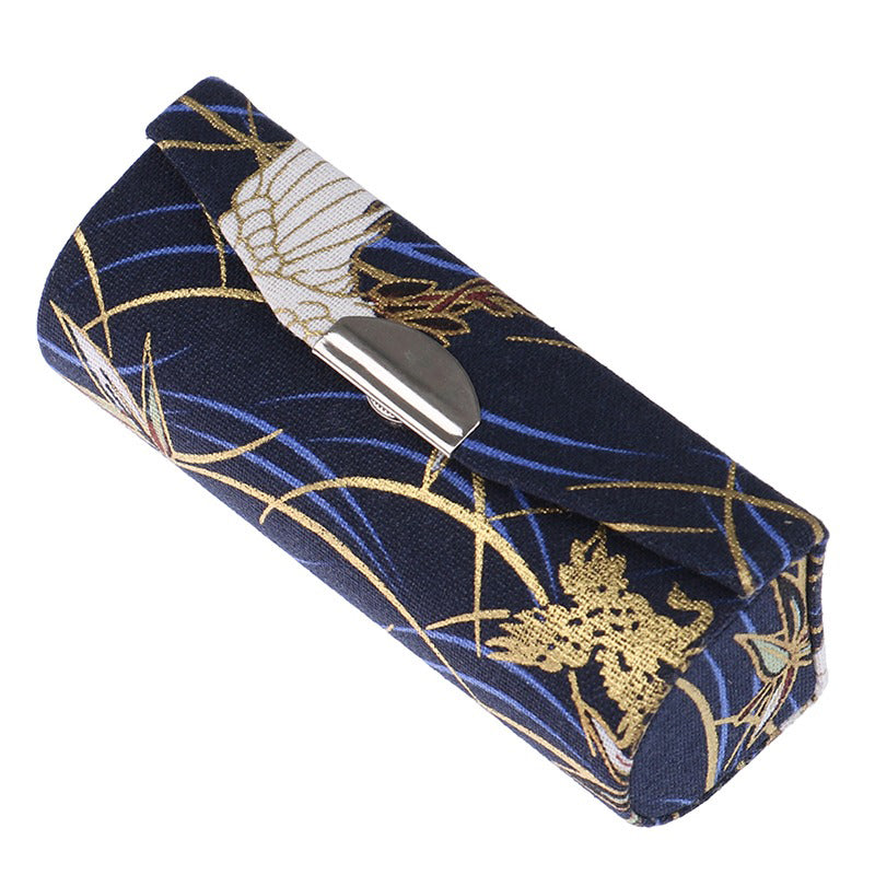 Retro Style Lipstick Holder with Mirror blue