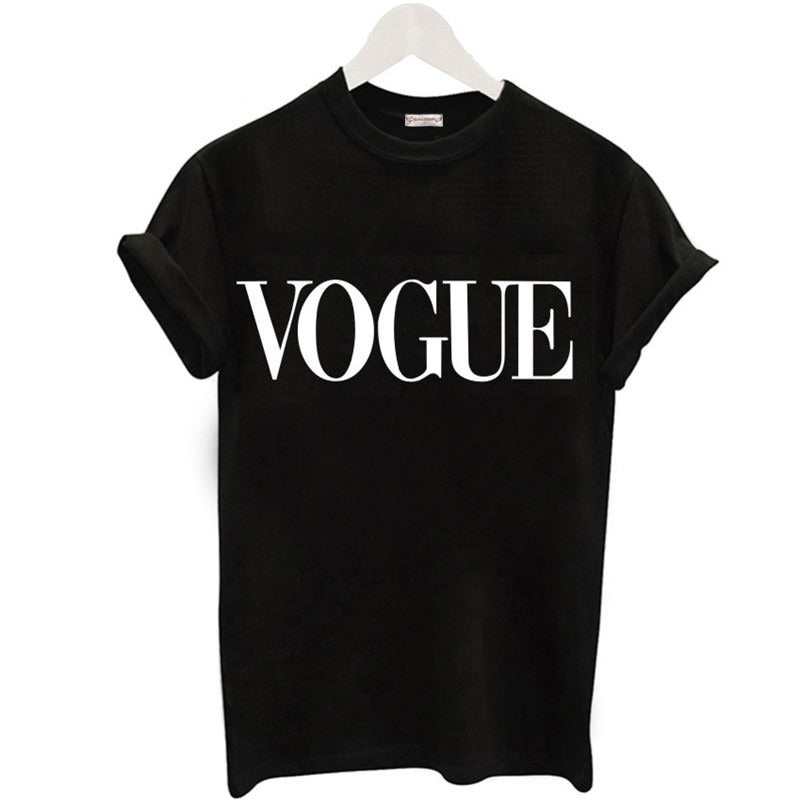 Vogue T Shirt Casual Tops for Women -black