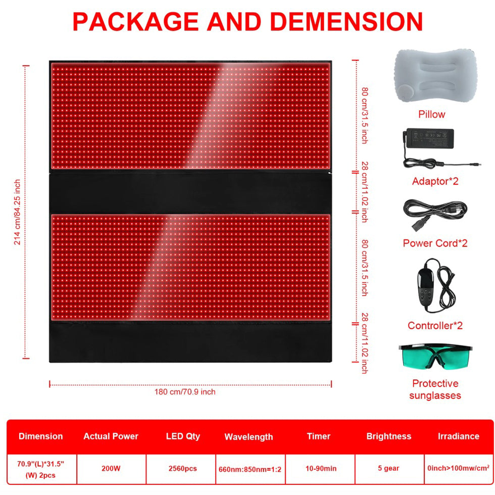 2560 LED Red Light Therapy Mat Bag Near Infrared Light Therapy Mat Large Pads for Full Whole Body