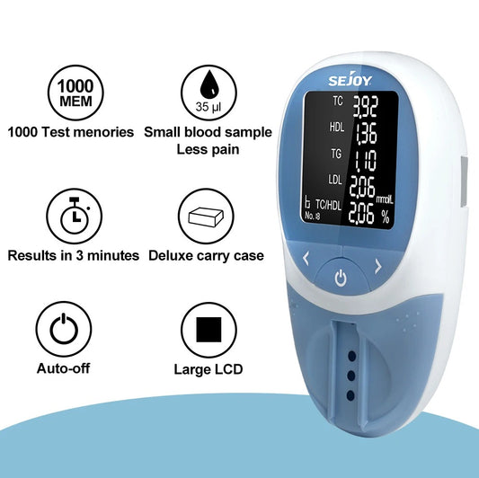 5 in 1 Lipid Meter,TC TG HDL LDL Triglyceride Cholesterol Test Kit Blood Lipid Profile Analyzer