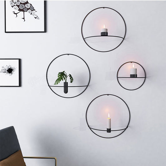 Circle Candle Holder Iron Wall Decor