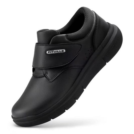 Extra Wide Men's Shoes Leather Diabetic Shoes Walking for Elder