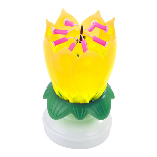 Flower Candles Rotating Birthday Candles - Yellow