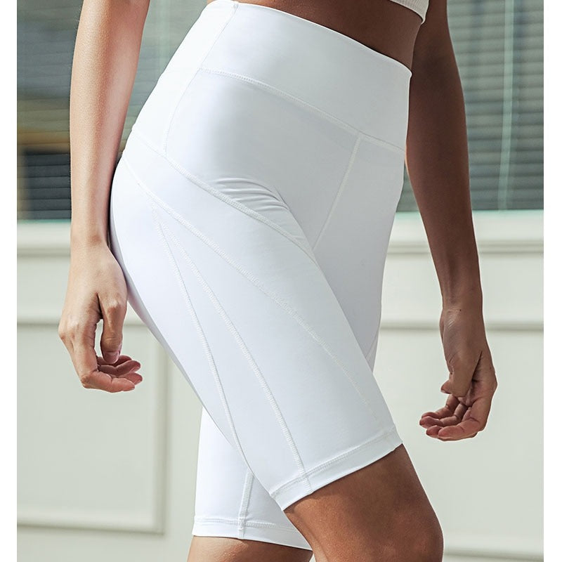 Gym Shorts Ladies Cycling Short - White