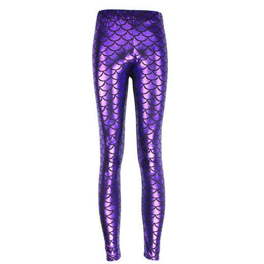 Ladies Mermaid Fish Scale Leggings - Purple
