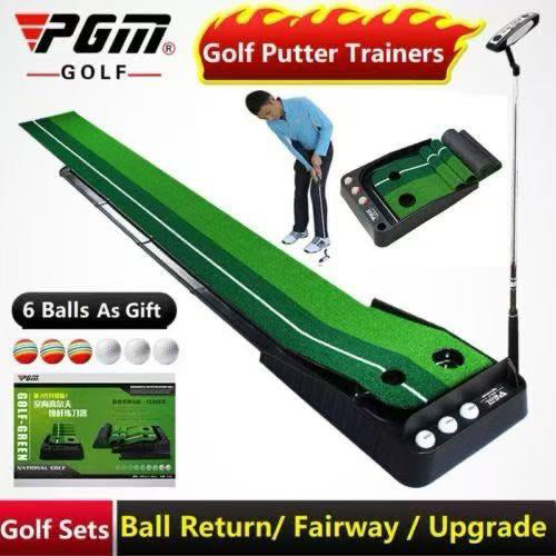 Professional home stand for practicing golf games with clubs and balls as a gift