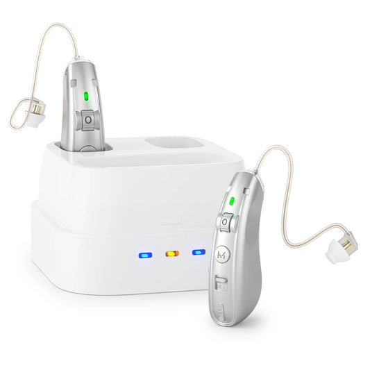 Rechargeable USB Hearing Aid Behind the Ear Sound Amplifier Elderly Noise Cancelling Deaf Care Charging Case