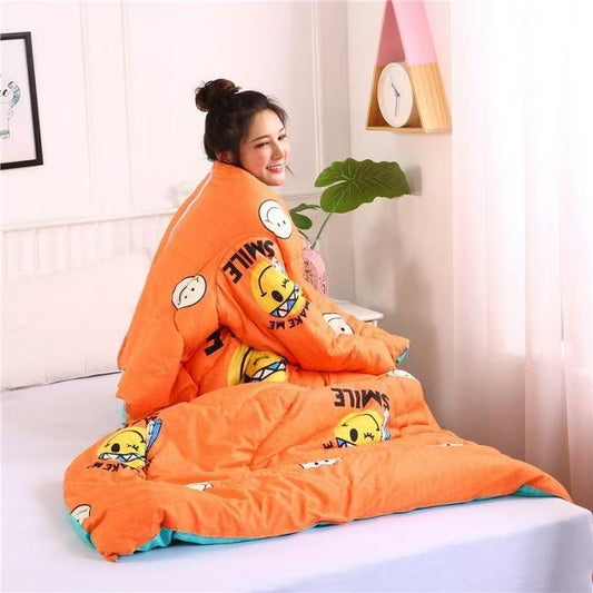 Sleeves Blanket Lazy Quilt Comforter - Smiley face