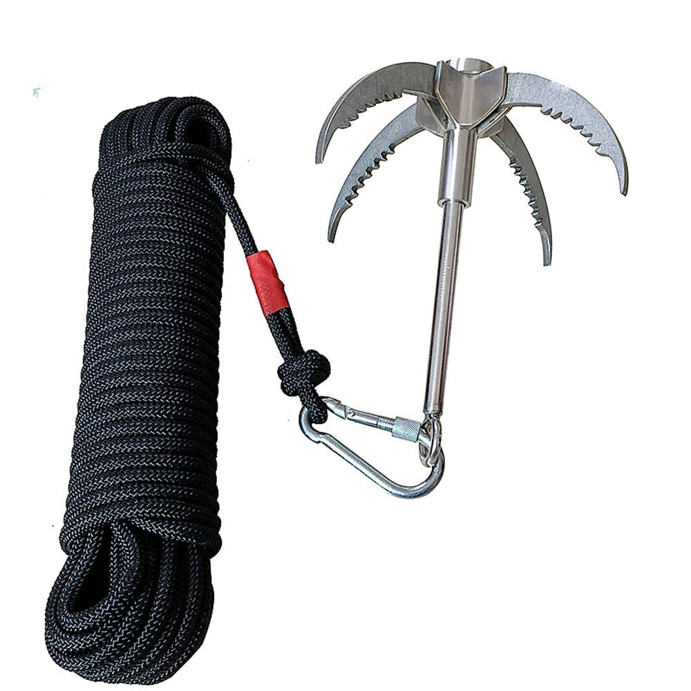 Stainless Steel Grapnel Hook with Rope