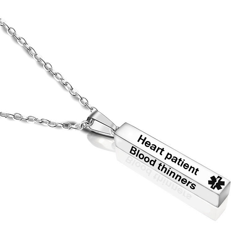 Stainless Steel Medical Alert Necklace - Heart patient
