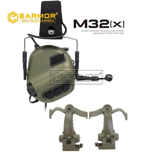 Tactical Headset with Advanced Electronic Noise Reduction and Amplifying Pickup for RAC Rails - Foliage Green