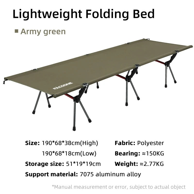 Ultralight Foldable Elevated Camping Bed Backpacking Polyester and Aluminum Alloy