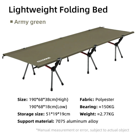 Ultralight Foldable Elevated Camping Bed Backpacking Polyester and Aluminum Alloy